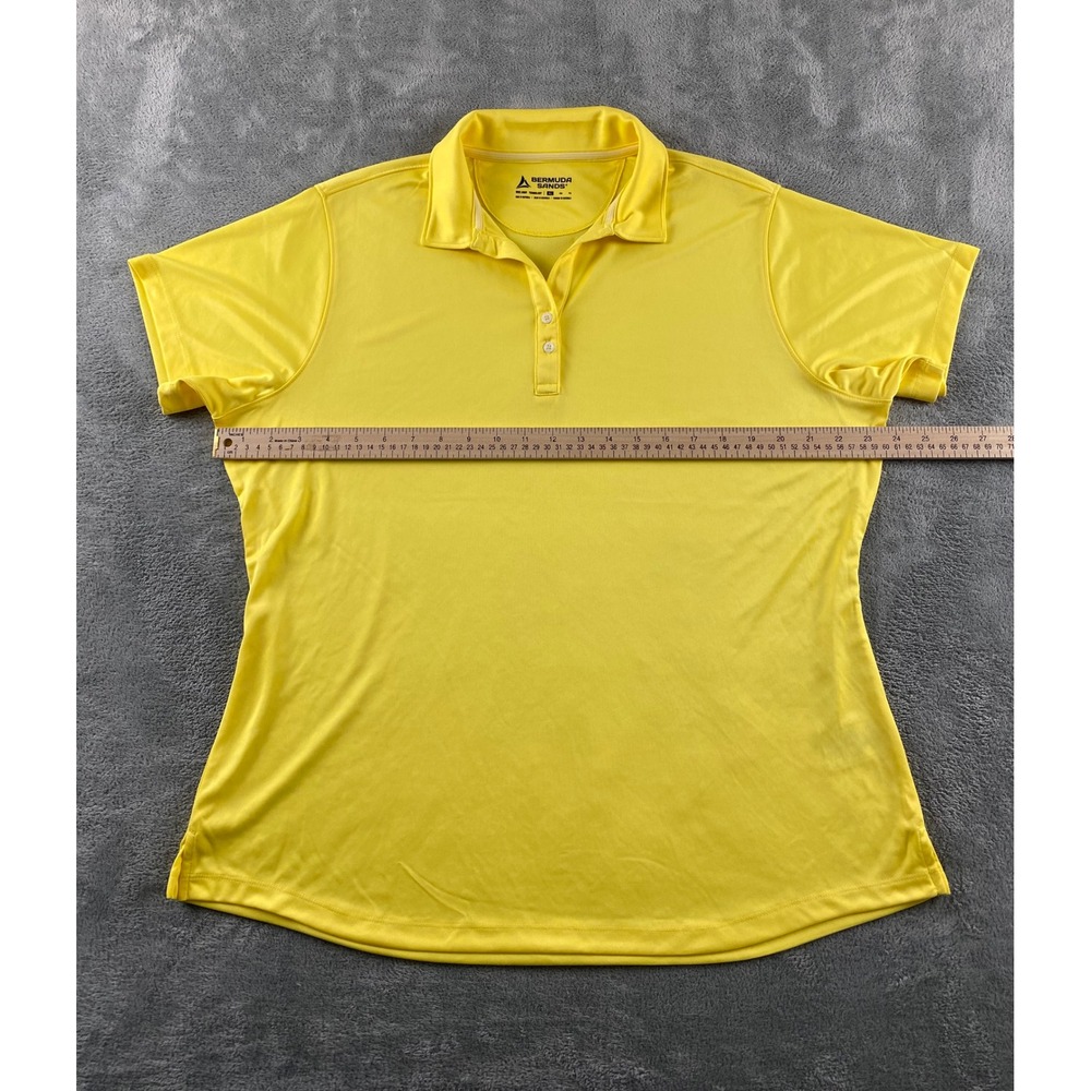 Bermuda Sands Womens XL Yellow Performance Polo Shirt Short Slv Wick Away Golf - Picture 3 of 9